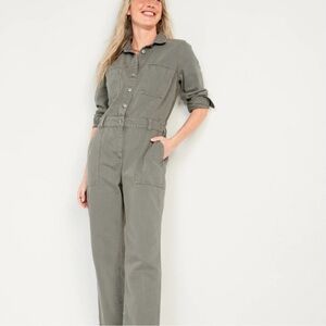 XS Long Sleeve Coverall Jumpsuit Green